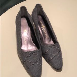 Rene Mancini grey flannel kitten heel pump